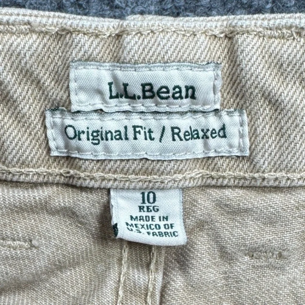 LL Bean‎ Original Fit Relaxed Jeans Womens 10 Tan High Rise Elastic Waist 90s